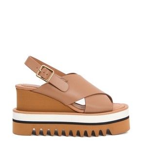 Paloma Barceló Camel Leather Crossover High Wedge - NWT